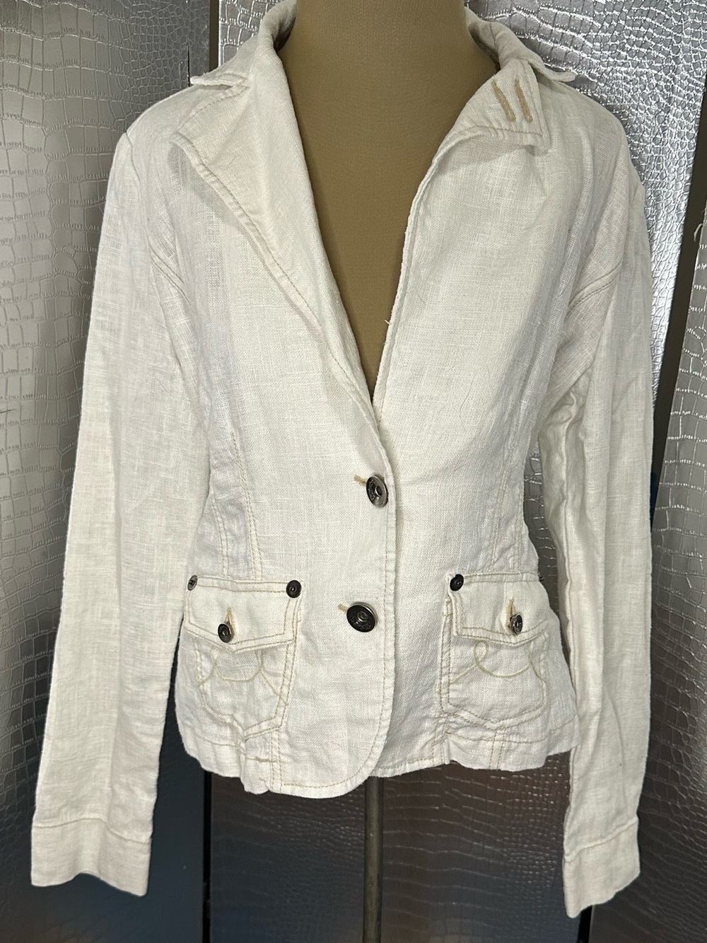 Fillmore Tailored Cream Button-Front Linen Blazer